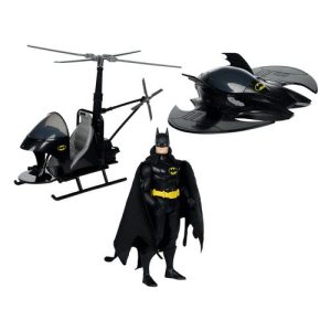 DC Direct Figuras Super Powers Paquete de 3 Batman (Black Suit), The Whirly & The Batwing (Black) (Gold Label) (SDCC) 13 cm