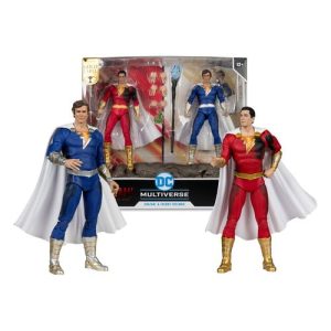 DC Multiverse Figuras Paquete de 2 Shazam (Battle Damage) & Freddie Freeman (Gold Label) 18 cm